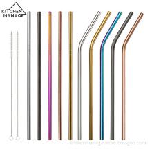 Curved and Straight Alumina Straw with Cleaning Brush